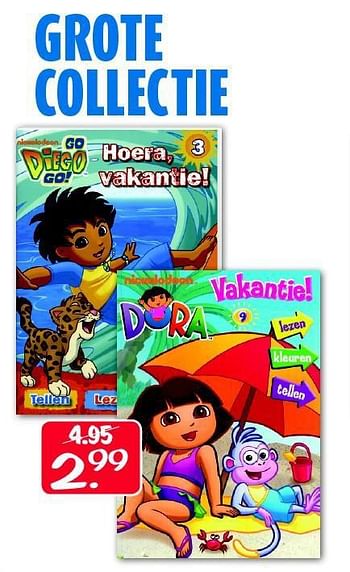 Aanbiedingen Diego hoera vakantie - Dora - Geldig van 12/07/2014 tot 31/08/2014 bij Boekenvoordeel