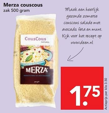 Aanbiedingen Merza couscous - Merza - Geldig van 13/07/2014 tot 19/07/2014 bij Deen Supermarkten