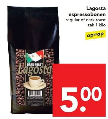 Aanbiedingen Lagosta espressobonen - Lagosta - Geldig van 13/07/2014 tot 19/07/2014 bij Deen Supermarkten