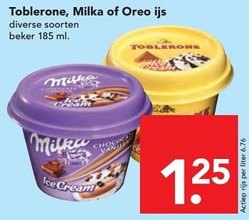 Aanbiedingen Toblerone, milka of oreo ijs - Milka - Geldig van 13/07/2014 tot 19/07/2014 bij Deen Supermarkten
