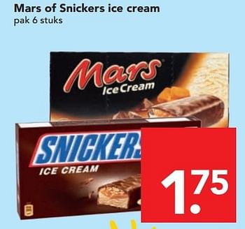 Aanbiedingen Mars of snickers ice cream - Mars - Geldig van 13/07/2014 tot 19/07/2014 bij Deen Supermarkten