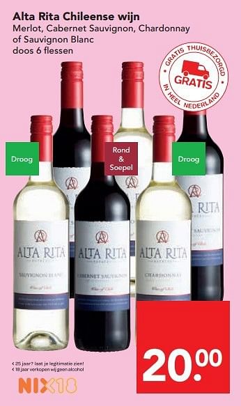 Aanbiedingen Alta rita chileense wijn - Witte wijnen - Geldig van 13/07/2014 tot 19/07/2014 bij Deen Supermarkten