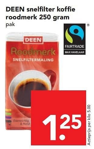 Aanbiedingen Deen snelfilter koffie roodmerk - Huismerk deen supermarkt - Geldig van 13/07/2014 tot 19/07/2014 bij Deen Supermarkten