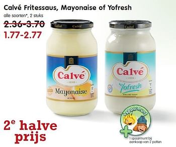 Aanbiedingen Calvé fritessaus, mayonaise of yofresh - Calve - Geldig van 13/07/2014 tot 19/07/2014 bij Em-té