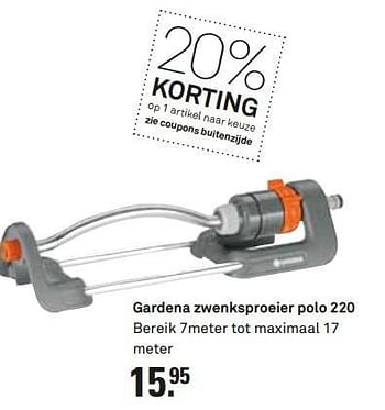 Aanbiedingen Gardena zwenksproeier polo 220 - Gardena - Geldig van 13/07/2014 tot 19/07/2014 bij Karwei