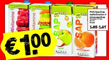 Aanbiedingen Plus appelsap, multivitamine of sinaasappelsap - Huismerk - Plus - Geldig van 13/07/2014 tot 19/07/2014 bij Plus