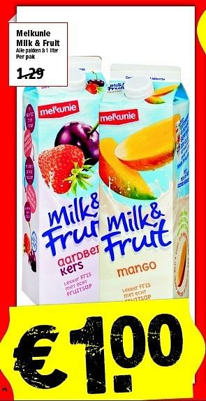 Aanbiedingen Melkunie milk + fruit - Melkunie - Geldig van 13/07/2014 tot 19/07/2014 bij Plus