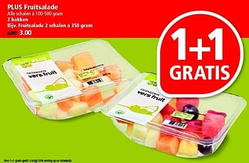 Aanbiedingen Plus fruitsalade 2 bakken - Huismerk - Plus - Geldig van 13/07/2014 tot 19/07/2014 bij Plus
