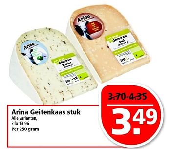 Aanbiedingen Arina geitenkaas stuk - Arina - Geldig van 13/07/2014 tot 19/07/2014 bij Plus