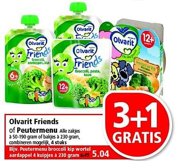 Aanbiedingen Olvarit friends of peutermenu - Olvarit - Geldig van 13/07/2014 tot 19/07/2014 bij Plus