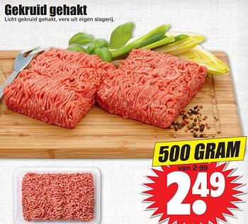 Aanbiedingen Gekruid gehakt licht gekruid gehakt, vers uit eigen slagerij - Huismerk - Dirk - Geldig van 13/07/2014 tot 19/07/2014 bij Lekker Doen