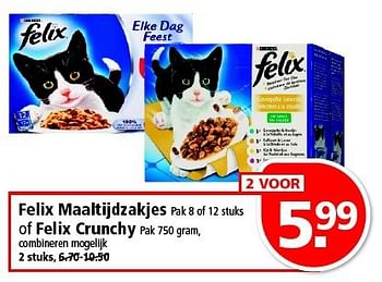 Aanbiedingen Felix maaltijdzakjes of felix crunchy - Felix - Geldig van 13/07/2014 tot 19/07/2014 bij Plus