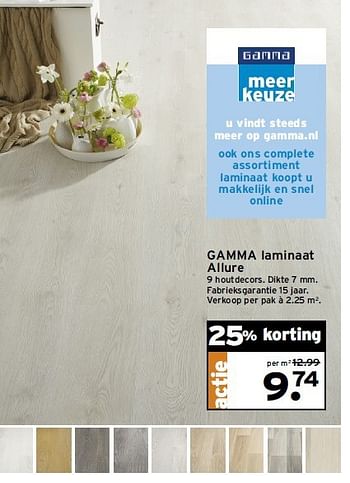 Aanbiedingen Gamma laminaat allure - Huismerk - Gamma - Geldig van 14/07/2014 tot 20/07/2014 bij Gamma