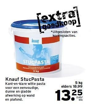 Aanbiedingen Knauf stucpasta - Knauf - Geldig van 14/07/2014 tot 20/07/2014 bij Gamma