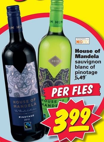 Aanbiedingen House of mandela - Rode wijnen - Geldig van 14/07/2014 tot 20/07/2014 bij Nettorama