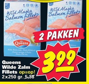 Aanbiedingen Queens wilde zalm fillets - Queens - Geldig van 14/07/2014 tot 20/07/2014 bij Nettorama