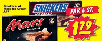 Aanbiedingen Snickers- of mars ice cream - Mars Snacks - Geldig van 14/07/2014 tot 20/07/2014 bij Nettorama