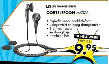 Aanbiedingen Sennheiser oortelefoon mx375 - Sennheiser  - Geldig van 14/07/2014 tot 20/07/2014 bij Expert
