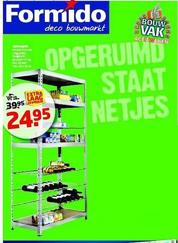 Aanbiedingen Opbergrek verzinkt staal met 5 legplanken - Huismerk - Formido - Geldig van 14/07/2014 tot 21/07/2014 bij Formido