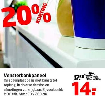 Aanbiedingen Vensterbankpaneel - Huismerk - Formido - Geldig van 14/07/2014 tot 21/07/2014 bij Formido
