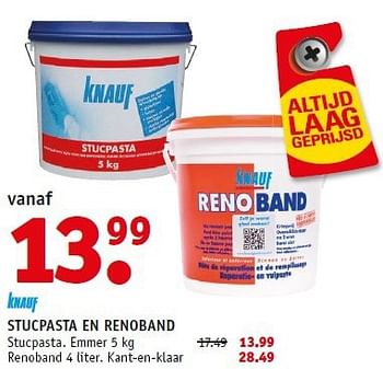 Aanbiedingen Stucpasta en renoband - Knauf - Geldig van 14/07/2014 tot 21/07/2014 bij Fixet