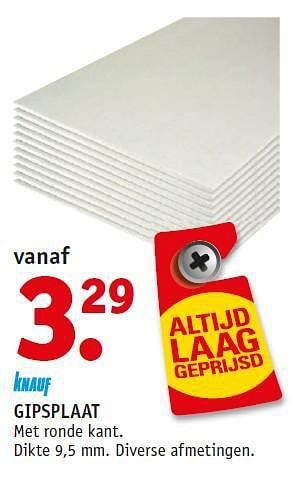 Aanbiedingen Gipsplaat met ronde kant - Knauf - Geldig van 14/07/2014 tot 21/07/2014 bij Fixet