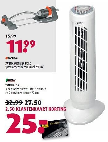 Aanbiedingen Eurom ventilator vtw29 - Eurom - Geldig van 14/07/2014 tot 21/07/2014 bij Hubo