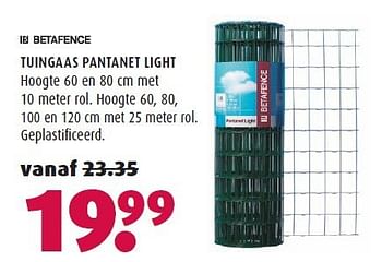 Aanbiedingen Tuingaas pantanet light - Betafence - Geldig van 14/07/2014 tot 21/07/2014 bij Hubo