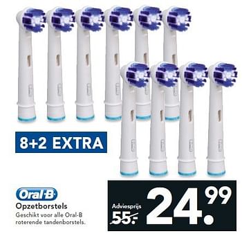 Aanbiedingen Opzetborstels geschikt voor alle oral-b roterende tandenborstels - Oral-B - Geldig van 14/07/2014 tot 23/07/2014 bij Blokker
