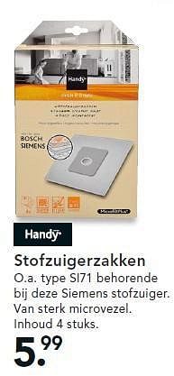Aanbiedingen Stofzuigerzakken - Handy - Geldig van 14/07/2014 tot 23/07/2014 bij Blokker