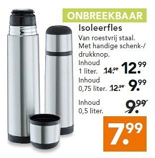 Aanbiedingen Isoleerfles van roestvrij staal - Huismerk - Blokker - Geldig van 14/07/2014 tot 23/07/2014 bij Blokker