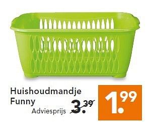 Aanbiedingen Huishoudmandje funny - Huismerk - Blokker - Geldig van 14/07/2014 tot 23/07/2014 bij Blokker