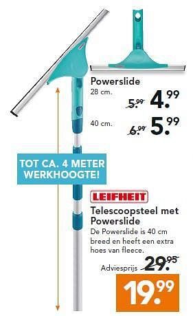 Aanbiedingen Telescoopsteel met powerslide - Leifheit - Geldig van 14/07/2014 tot 23/07/2014 bij Blokker
