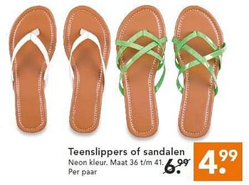 Aanbiedingen Teenslippers of sandalen - Huismerk - Blokker - Geldig van 14/07/2014 tot 23/07/2014 bij Blokker