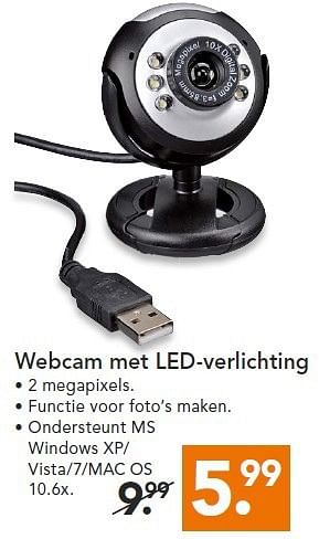Aanbiedingen Webcam met led-verlichting - Huismerk - Blokker - Geldig van 14/07/2014 tot 23/07/2014 bij Blokker