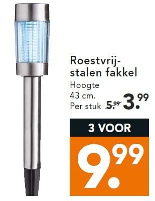 Aanbiedingen Roestvrijstalen fakkel - Huismerk - Blokker - Geldig van 14/07/2014 tot 23/07/2014 bij Blokker
