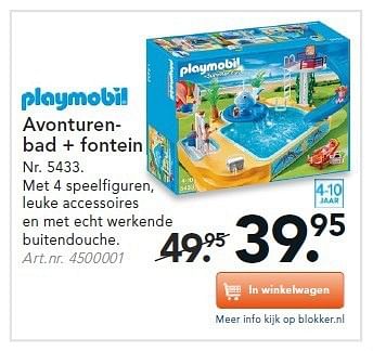 Aanbiedingen Avonturenbad + fontein - Playmobil - Geldig van 14/07/2014 tot 23/07/2014 bij Blokker