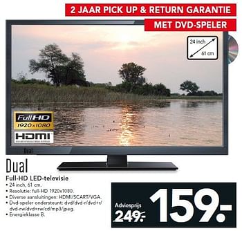 Aanbiedingen Dual full-hd led-televisie - Dual - Geldig van 14/07/2014 tot 23/07/2014 bij Blokker