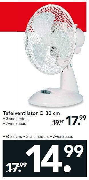 Aanbiedingen Tafelventilator - Huismerk - Blokker - Geldig van 14/07/2014 tot 23/07/2014 bij Blokker