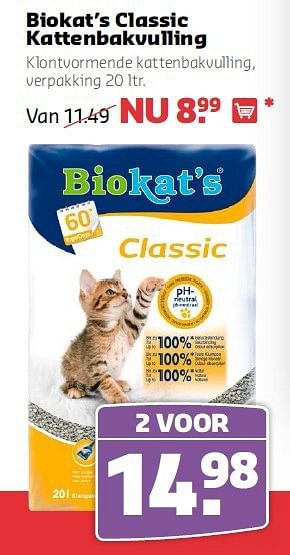 Aanbiedingen Biokat`s classic kattenbakvulling - Bio kat`s - Geldig van 14/07/2014 tot 27/07/2014 bij Pets Place