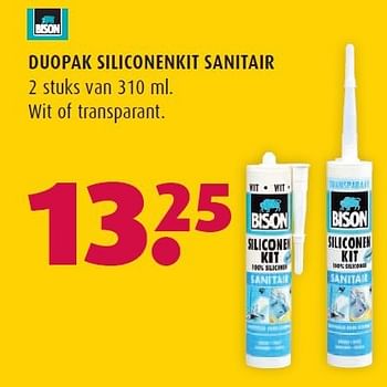 Aanbiedingen Duopak siliconenkit sanitair - Bison - Geldig van 14/07/2014 tot 27/07/2014 bij Hubo