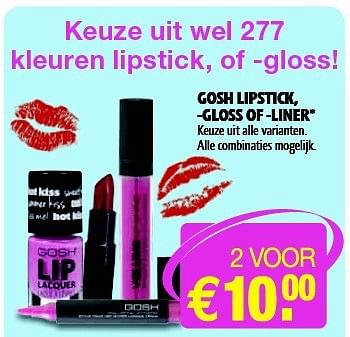 Aanbiedingen Gosh lipstick,-gloss of -liner - Gosh - Geldig van 15/07/2014 tot 20/07/2014 bij Kruidvat