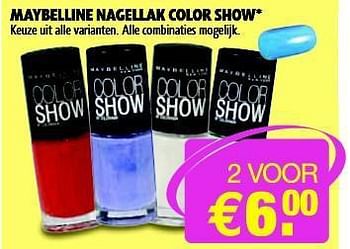 Aanbiedingen Maybelline nagellak color show - Maybelline - Geldig van 15/07/2014 tot 20/07/2014 bij Kruidvat