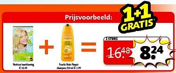 Aanbiedingen Nutrisse haarkleuring,fructis nutri repair shampoo - Fructis - Geldig van 15/07/2014 tot 20/07/2014 bij Kruidvat