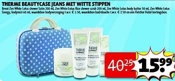 Aanbiedingen Therme beautycase jeans met witte stippen - Therme - Geldig van 15/07/2014 tot 20/07/2014 bij Kruidvat