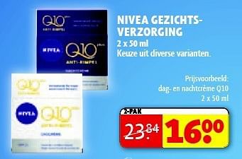 Aanbiedingen Dag- en nachtcrème q10 - Nivea - Geldig van 15/07/2014 tot 20/07/2014 bij Kruidvat