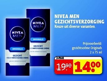 Aanbiedingen Gezichtscrème originals - Nivea - Geldig van 15/07/2014 tot 20/07/2014 bij Kruidvat