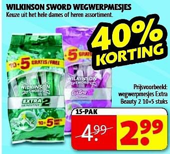 Aanbiedingen Wegwerpmesjes extra - Wilkinson - Geldig van 15/07/2014 tot 20/07/2014 bij Kruidvat