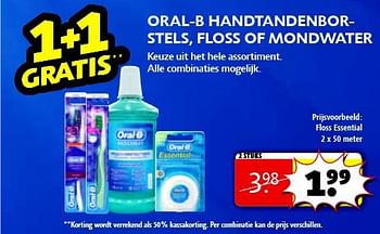 Aanbiedingen Oral-b handtandenborstels, floss of mondwater - Oral-B - Geldig van 15/07/2014 tot 20/07/2014 bij Kruidvat
