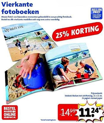 Aanbiedingen Vierkante fotoboeken - Huismerk - Kruidvat - Geldig van 15/07/2014 tot 20/07/2014 bij Kruidvat